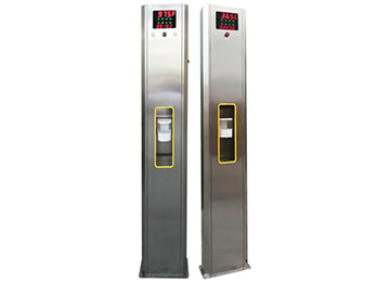 Body temperature scanner with disinfection machine in public place